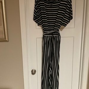 Black and white stripe jumpsuit